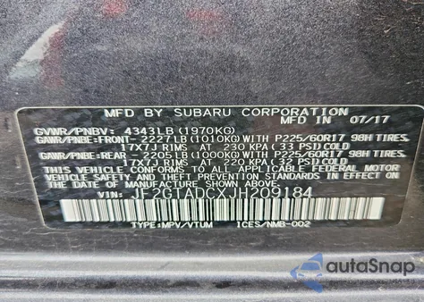 2018 Subaru Crosstrek Premium from USA, damaged, VIN JF2GTADCXJH209184
